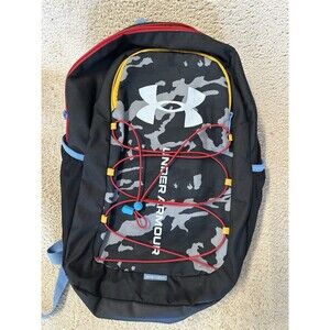 Under Armour UA Hustle 5.0 Storm Backpack Laptop Bookbag Grey Camo Multicolored